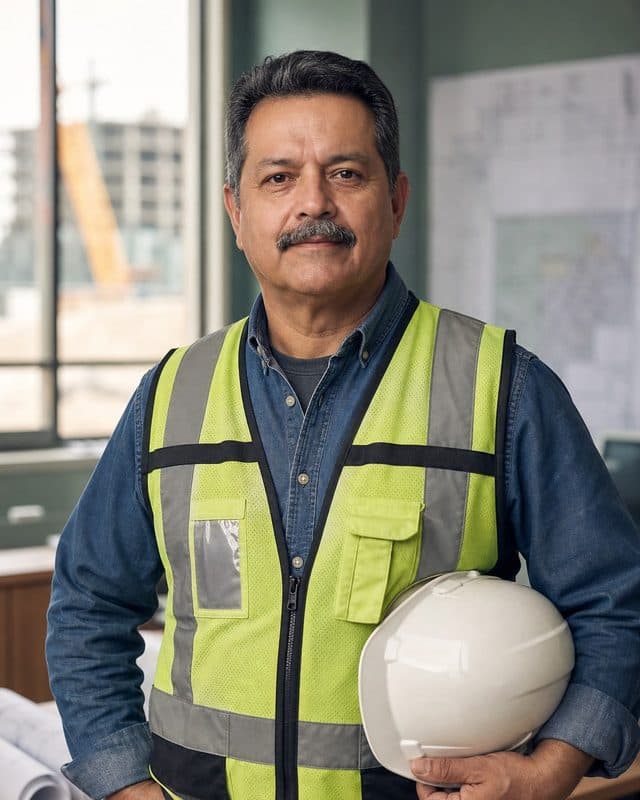 Construction safety lead at work